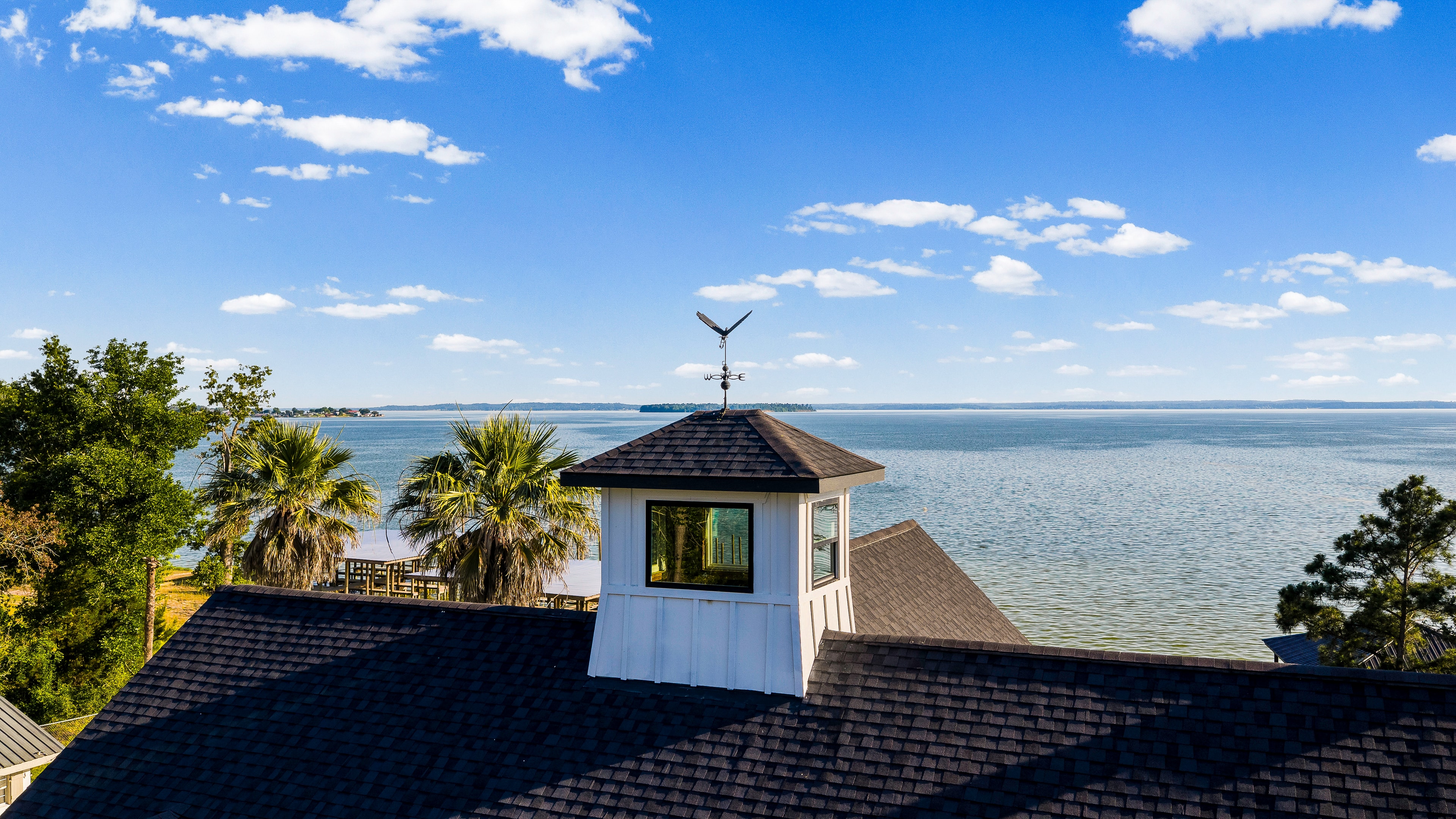 Coastal cupola detail overlooking calm bay