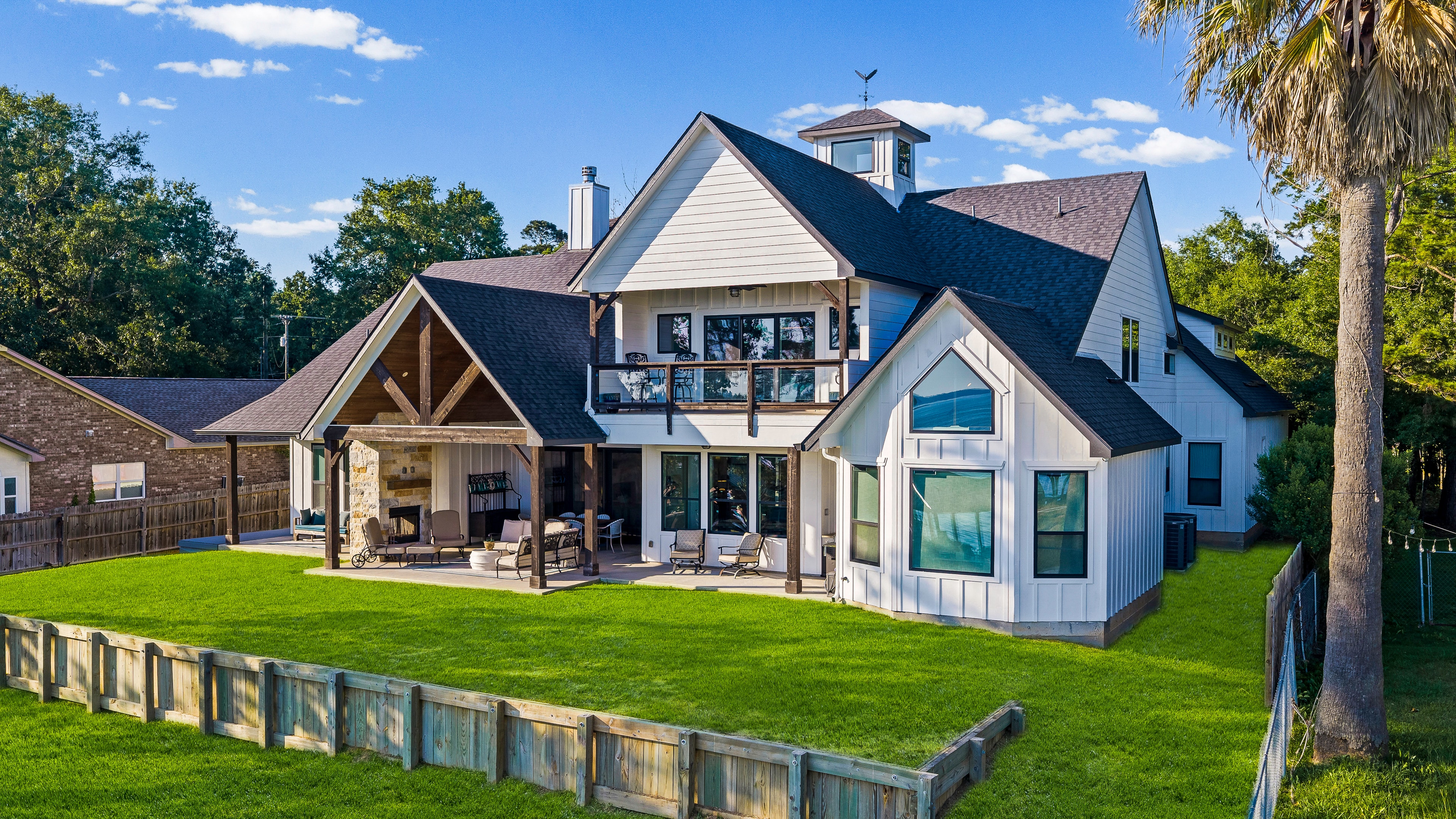 Modern farmhouse with covered back porch