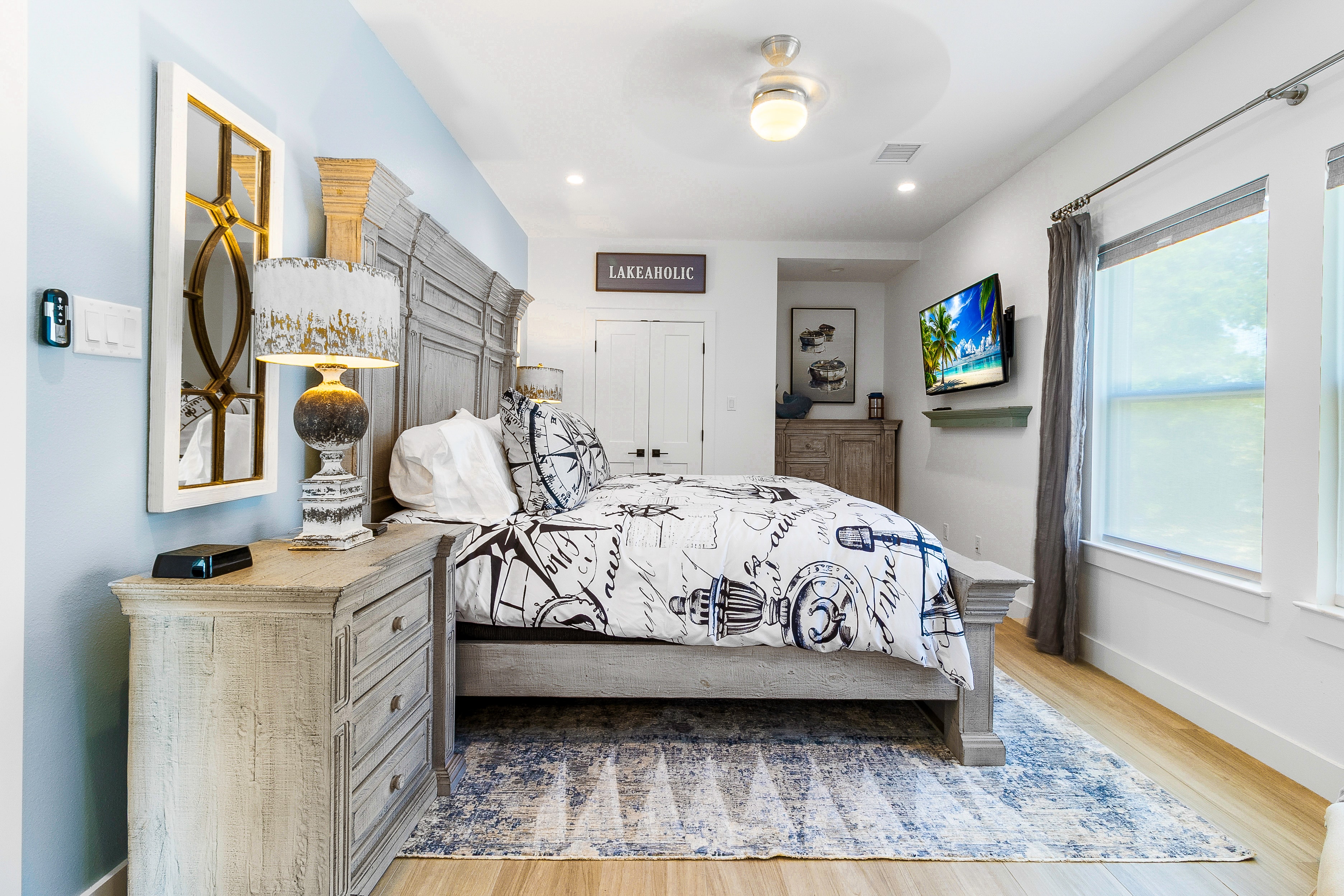 Modern bedroom with nautical theme