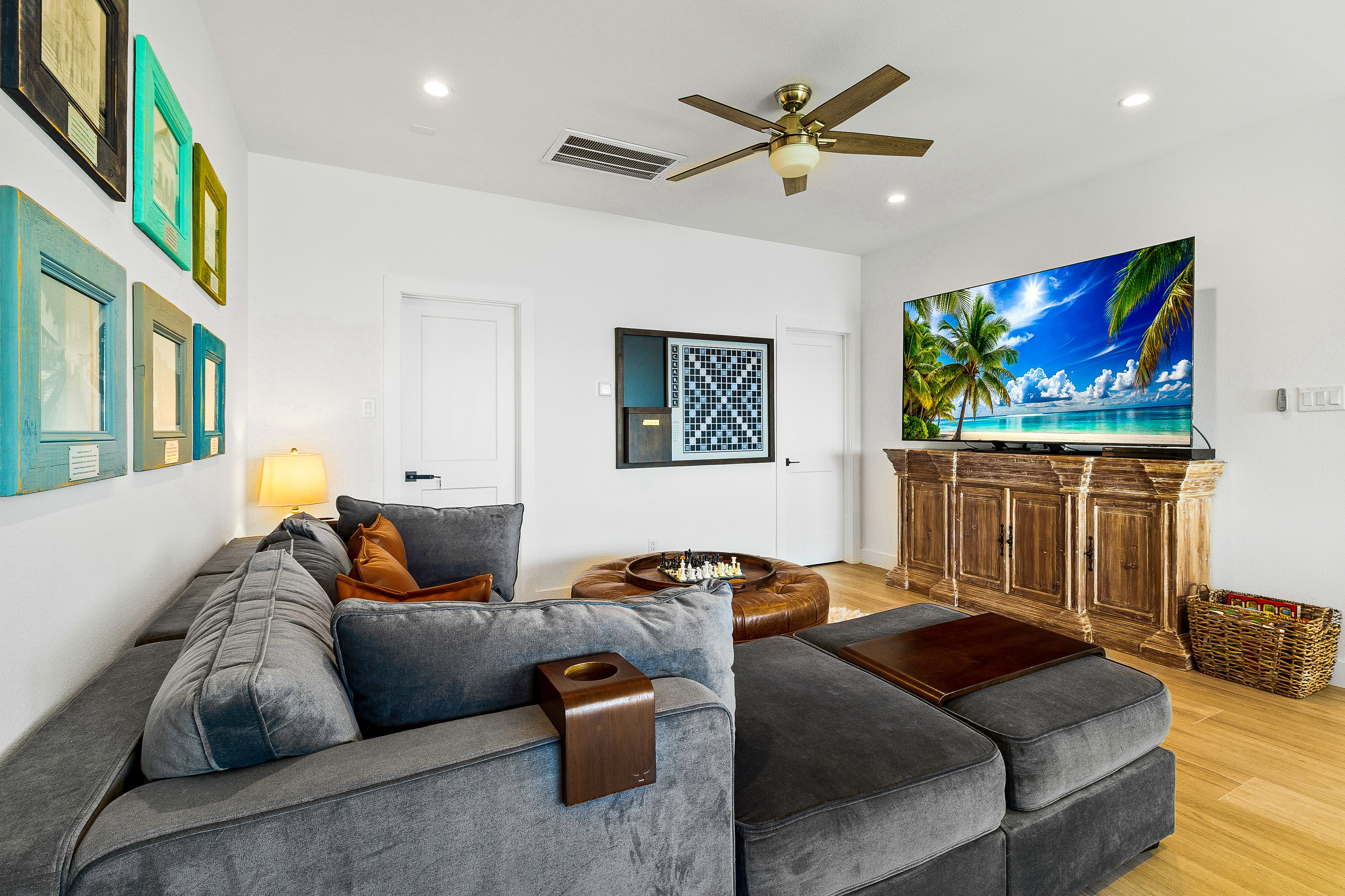 Modern living room with coastal decor