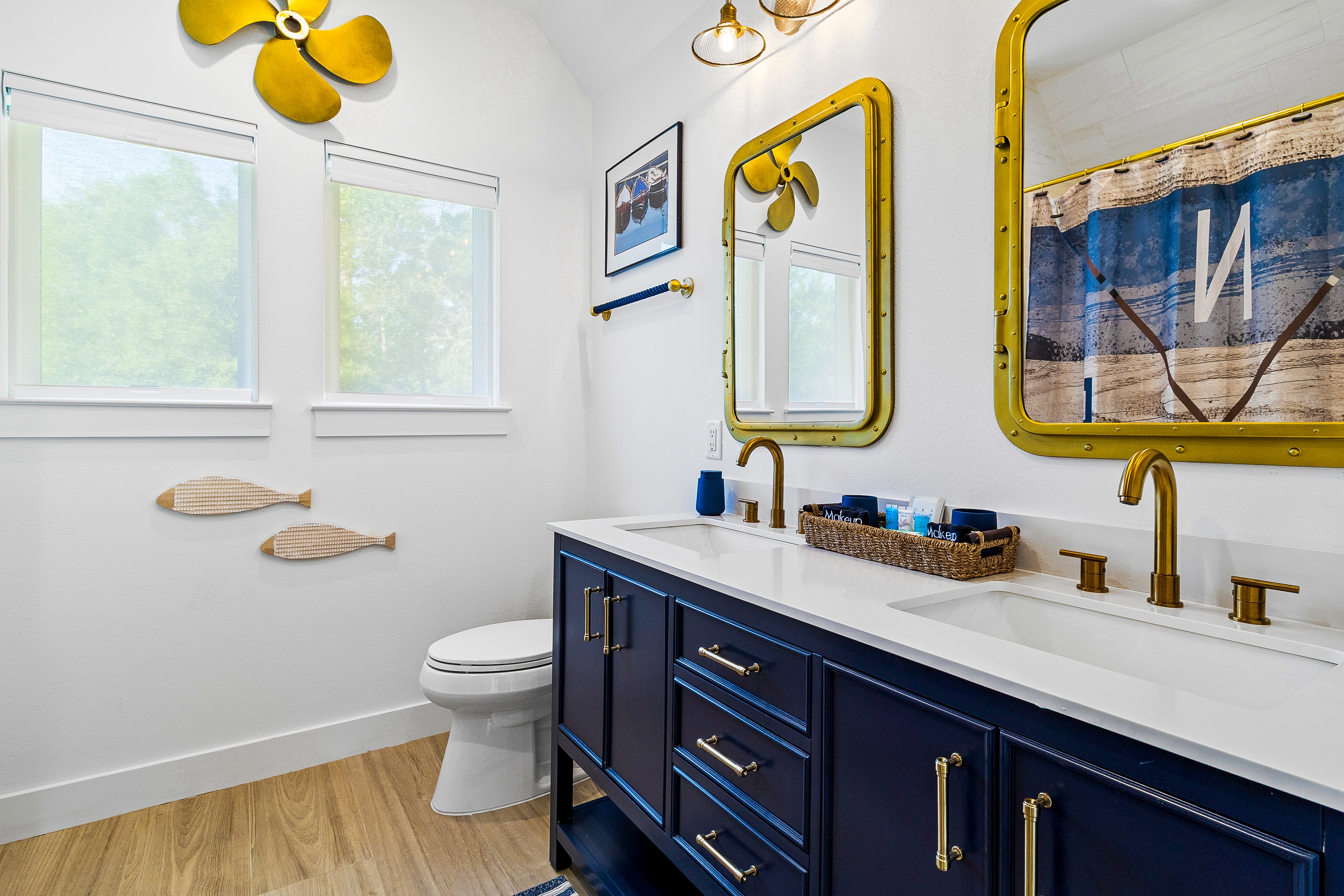 Modern bathroom with nautical decor accents