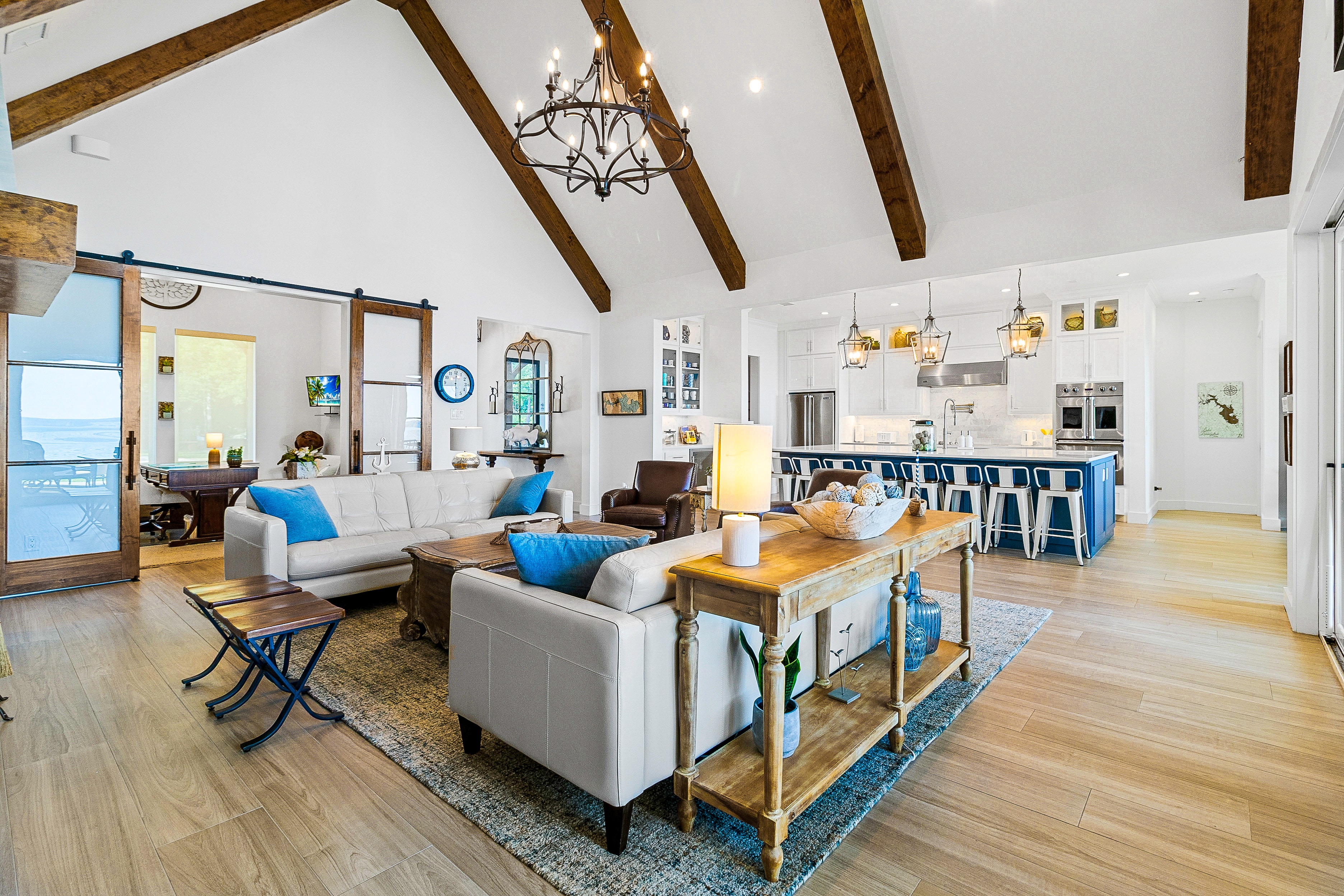 Modern open concept living room and kitchen